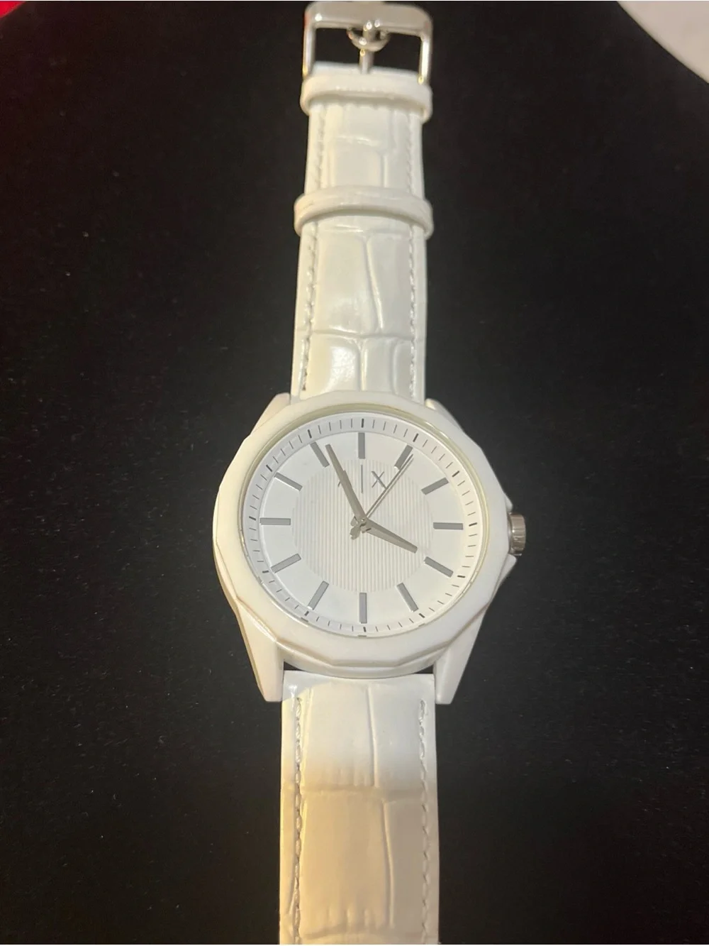 Emporio Armani White Analog Watch with Silver Markers